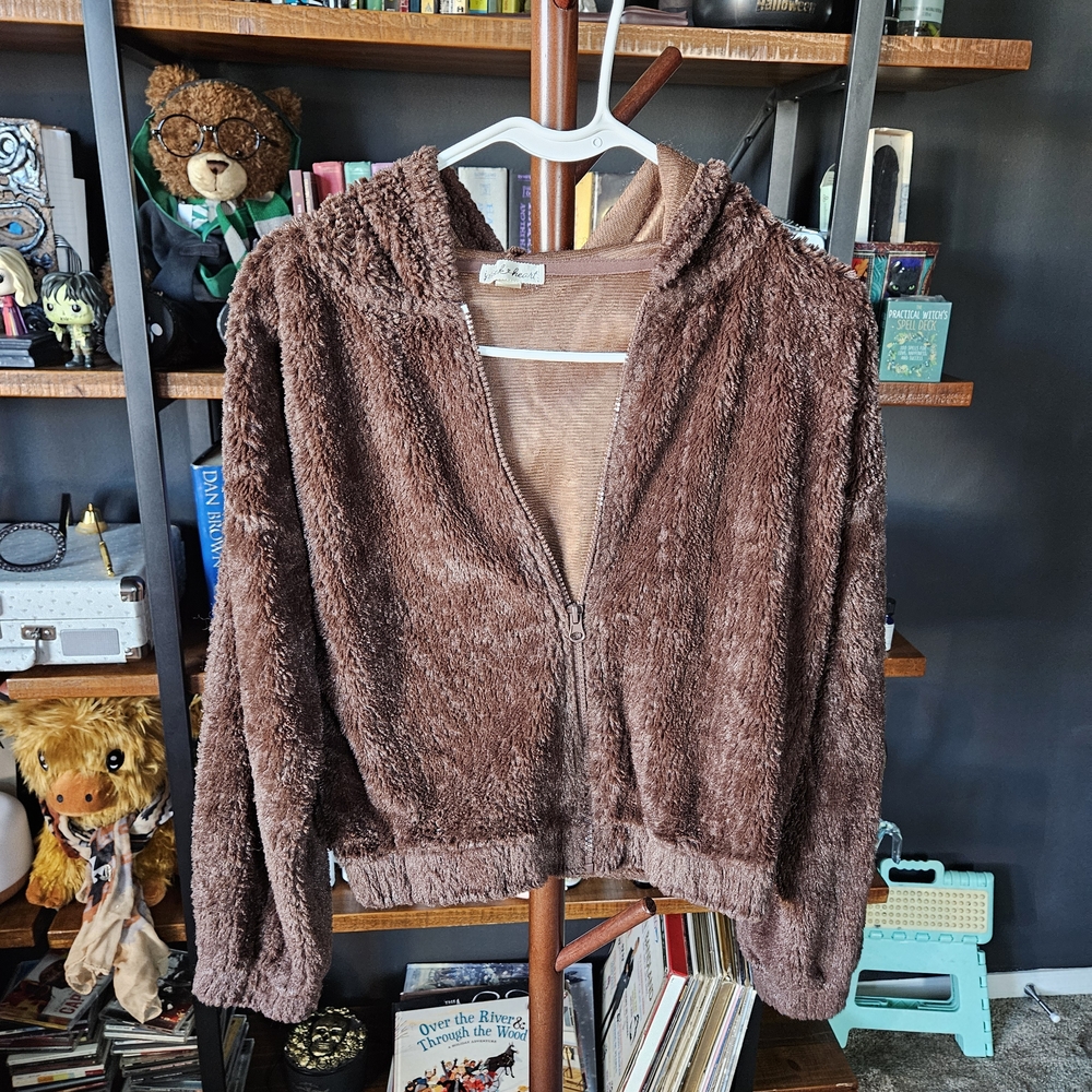 Derek Heart Plush Brown Teddy Jacket